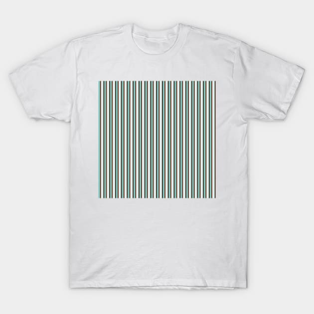 Chocolate and Mint Vertical Stripes in Pretty Tints of Teal and Shades of Brown T-Shirt by karenmcfarland13